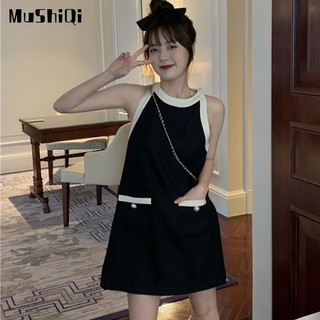 Đầm Chữ A Không Tay Cổ Yếm Thắt Nơ Lưng Thời Trang Nữ Tính