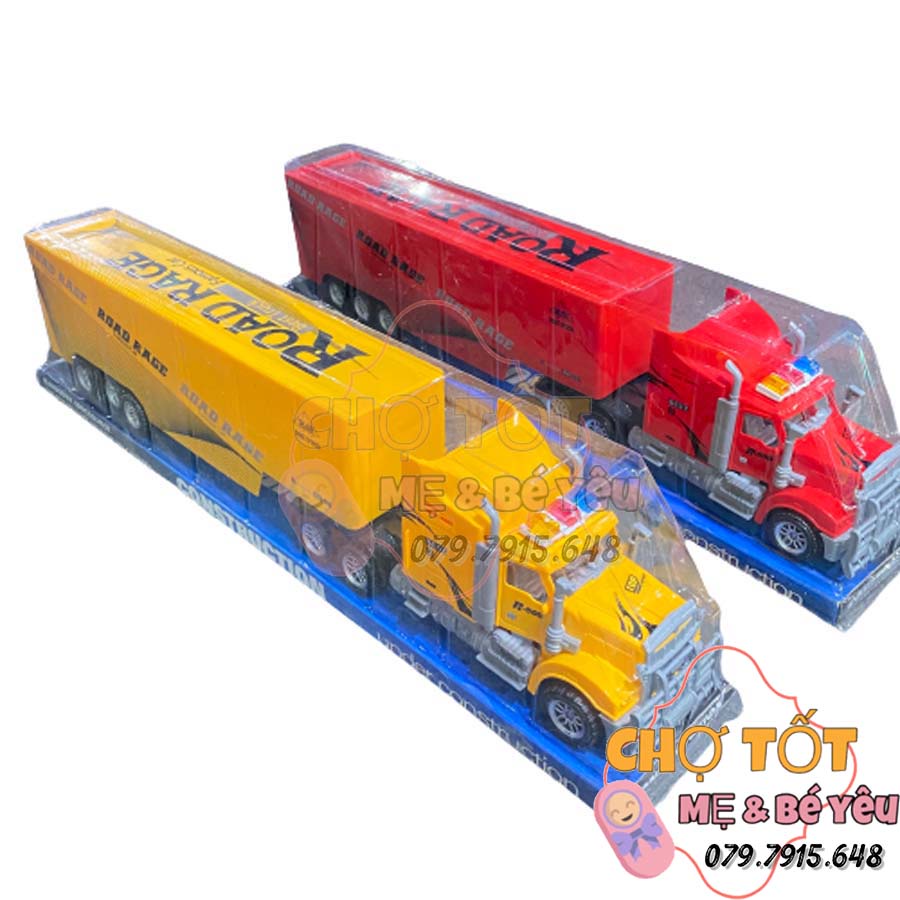 Đồ Chơi Xe Container Dài, Xe Đầu Kéo Mở Cửa Bánh Trớn Loại To 58cm Cao Cấp Quà Tặng Bé