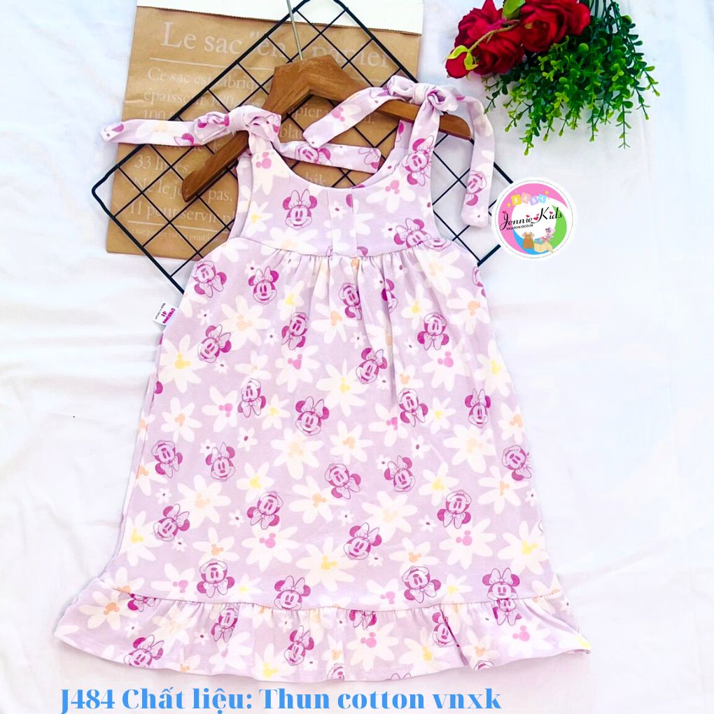 Váy đầm dây bé gái size nhỡ chất thun cotton VNXK Jennie kids J542