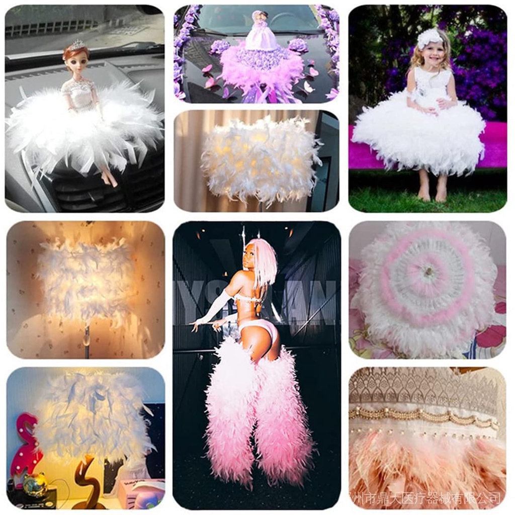 Lông vũ Thổ nhĩ kỳ tự nhiên dây ruy băng nhiều màu loại 10-15cm trang trí váy cưới trang phục thời trang