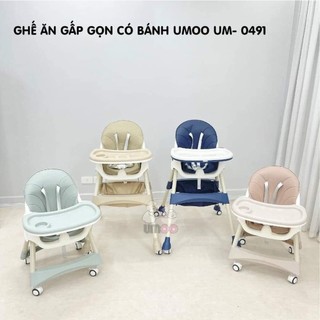 Ghế ăn dặm Umoo có bánh, không bánh điều chỉnh độ cao 2 cấp độ