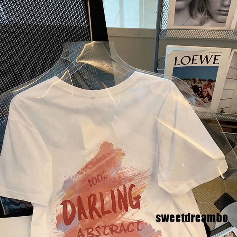 Áo Thun Tay Ngắn Cổ Tròn Dáng Rộng In Hình Thời Trang Mùa Hè Cho Nữ