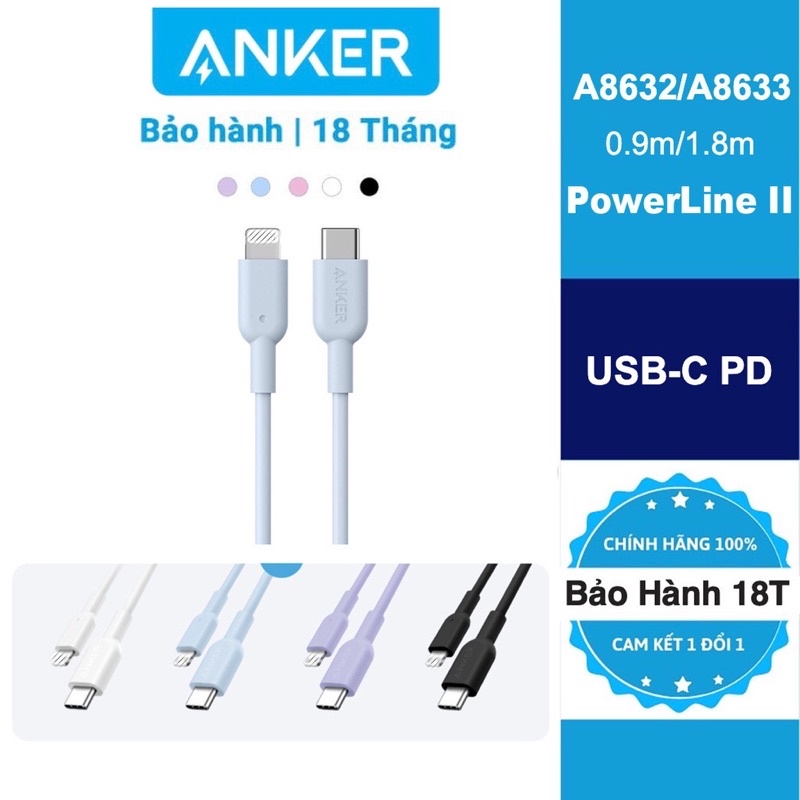 Cáp Sạc An ker Type C Sạc Cho lP6-lP14, Chip Mới C89 Chống Cháy , Dây Chất Liệu silicon