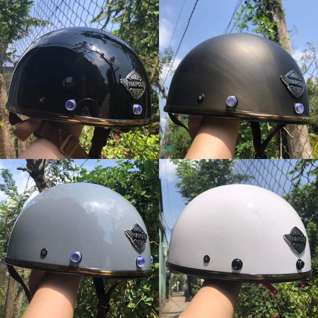 Mũ bảo hiểm Napoli nửa đầu Nhiều Màu cao cấp hàng chính hãng size L + tặng tai mèo hoặc tai gấu