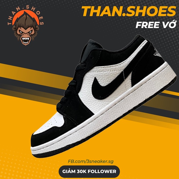 Giày Air JD1 Low Black White Suede, JD1 Thấp Đen Trắng - Than.Shoes