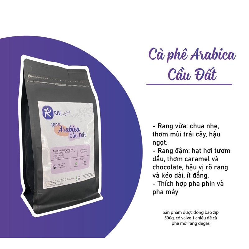 CÀ PHÊ 100% ARABICA CẦU ĐẤT RIV COFFEE CHẾ BIẾN ƯỚT - 250GR / 500GR / 1KG