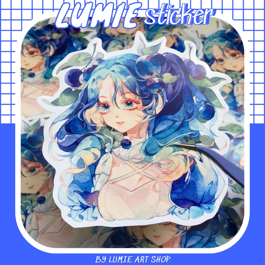 Sticker nhân vật minh hoạ màu nước kích cỡ a6-a7
