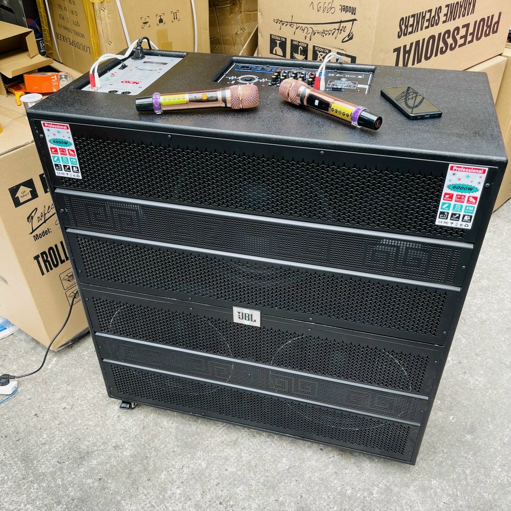 THÙNG LOA KÉO 3 BASS 40 CÓ ECHO REVERB STEREO CÓ SUB ĐIỆN HOẶC SUB BÌNH NEXO