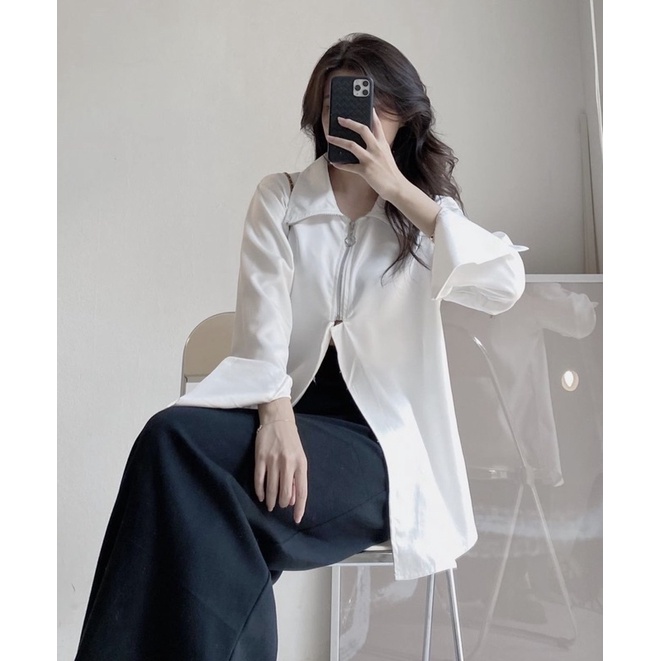 [NEW]ÁO SƠMI KHOÁ KÉO XẺ VẠT TAY XẺ RỘNG CÁ TÍNH