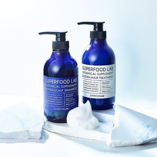 Superfood Lab Dầu Gội - Dầu Xả Chăm Sóc Da Đầu Cho Tóc Dầu Botanical Supplement Biotin+Scalp Shampoo 480ml