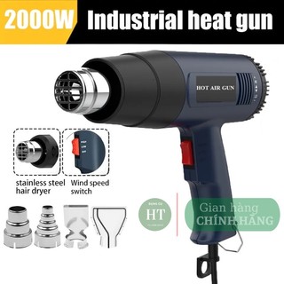 Máy khò nhiệt, thổi hơi nóng đa năng dán decal công suất lớn 2000W bán kèm phụ kiện đầu thu gió
