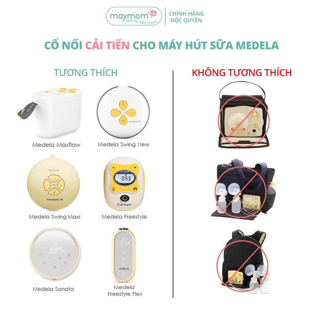 Cổ Nối Máy Hút Sữa Medela 5 Chi Tiết Thương Hiệu Maymom, Tương Thích Máy Medela MaxFlow, Freestyle, SwingMaxi, Sonata