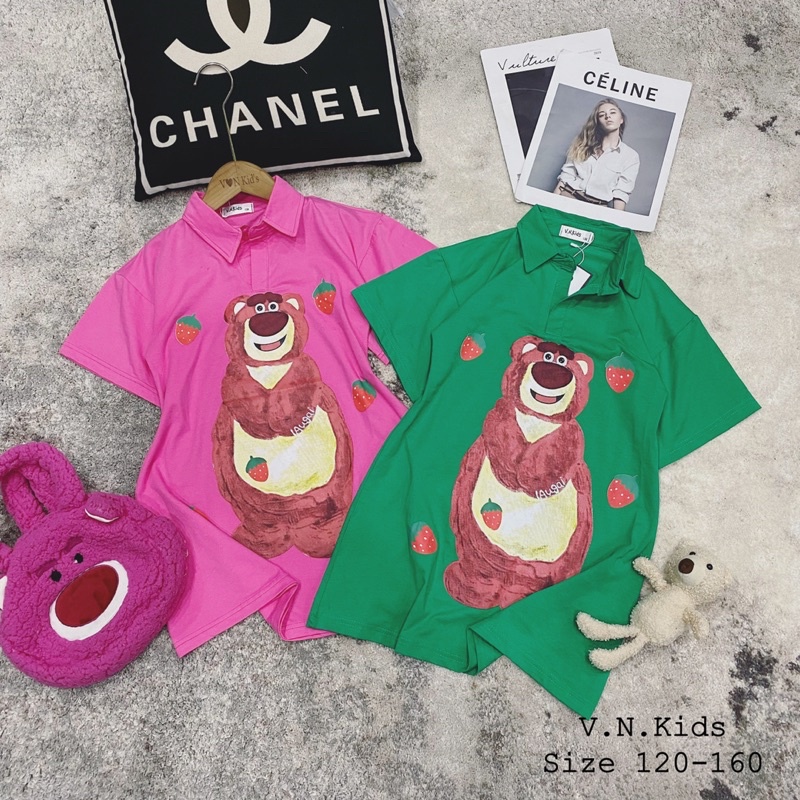 Váy Polo Gấu dâu xinh xỉu cho Bé size đại 20kg -45kg