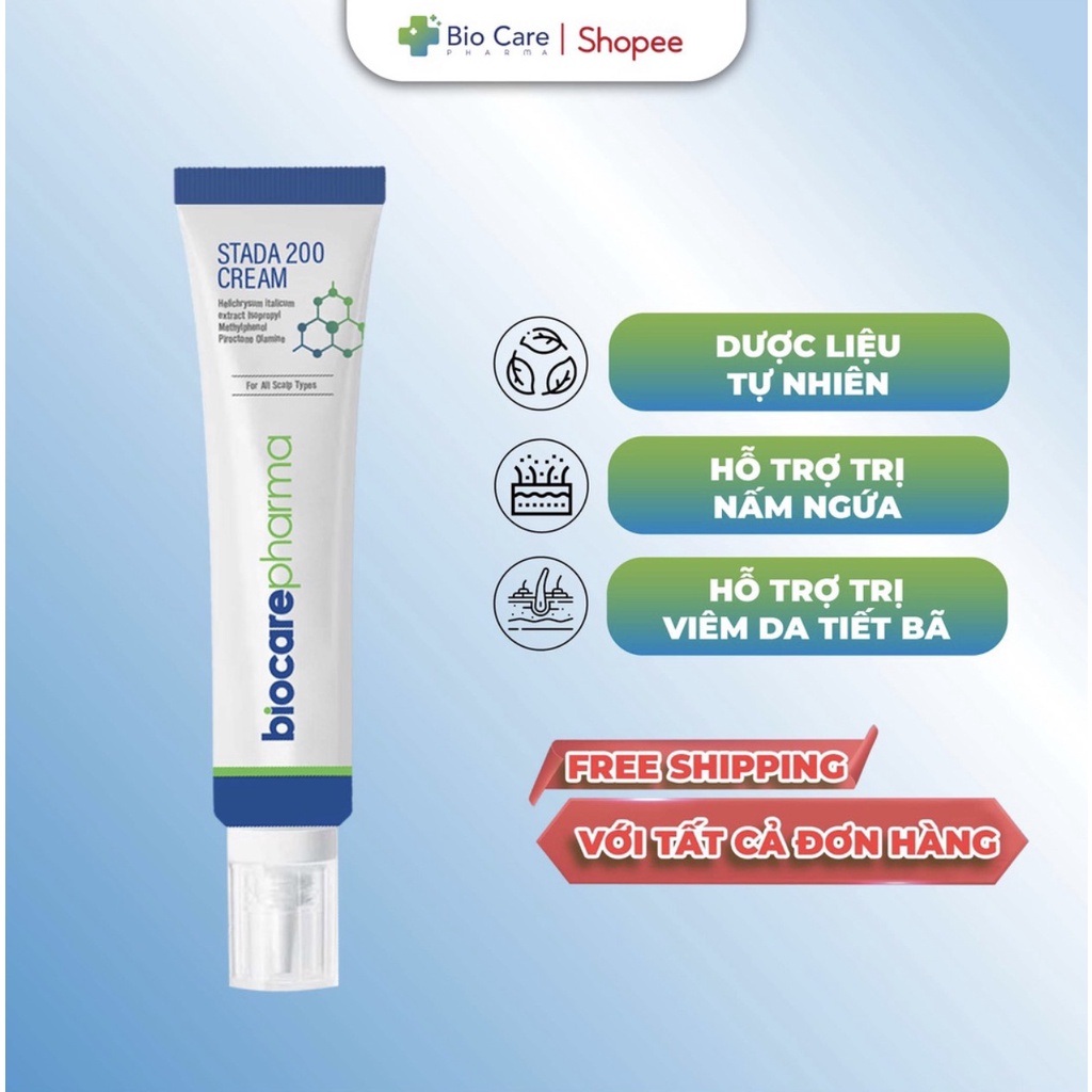 Kem hỗ trợ loại bỏ nấm da đầu - bong tróc vảy trắng | Stada 200 cream | 30gr | Biocarepharma