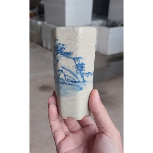 Chậu ống lục giác hoa văn men rạn