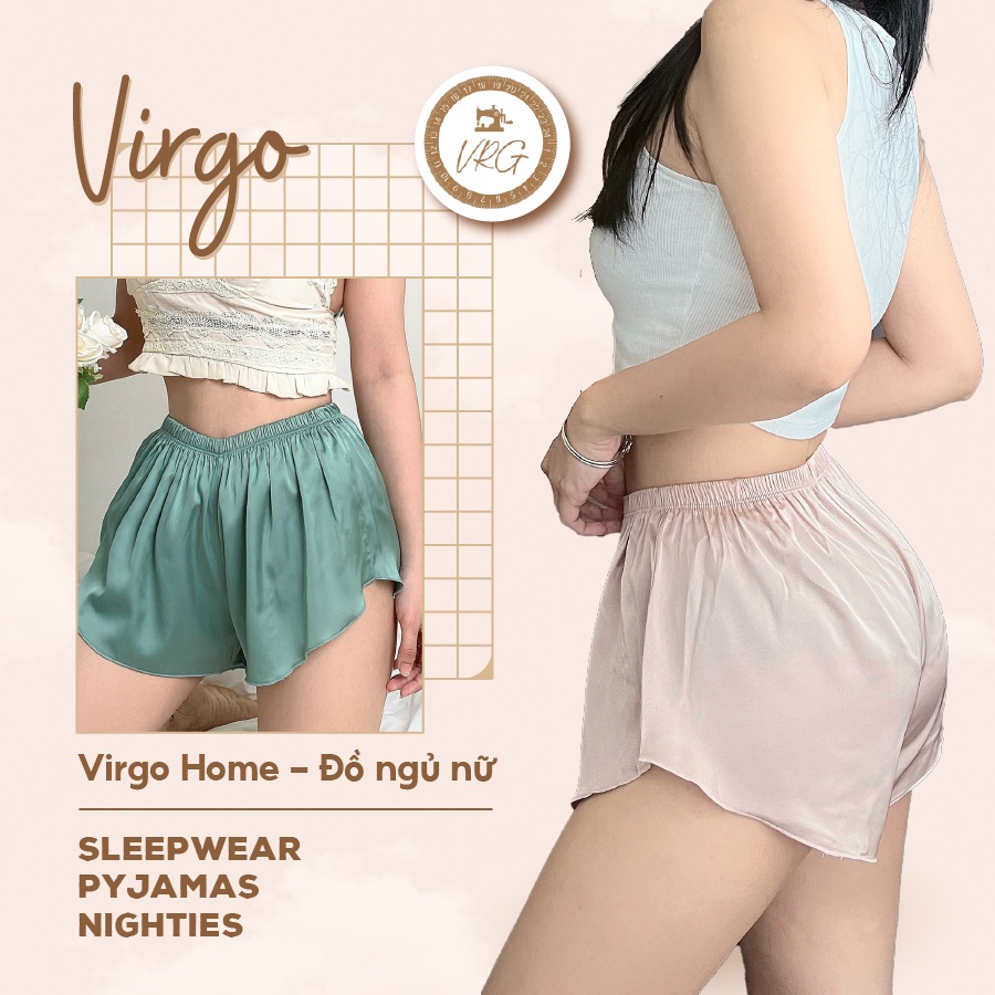 Quần đùi lụa mặc nhà nữ cao cấp VIRGO quần đùi ngủ nữ thoải mái quyến rũ ống rộng vạt xẻ hông có size