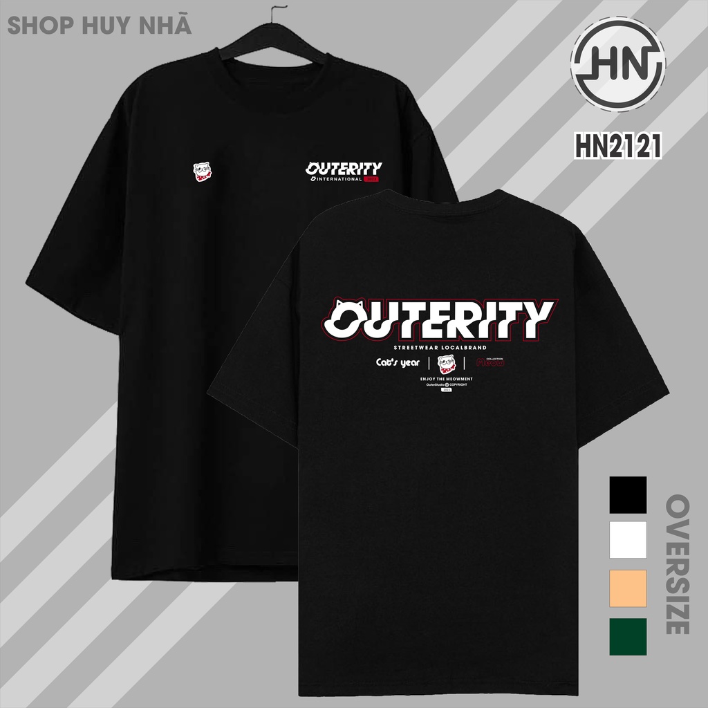 Áo thun Tee Basic Outerity Meow 2023 Tay lỡ nam nữ, áo phông Local Brand dáng Unisex from rộng Oversize - HN2121