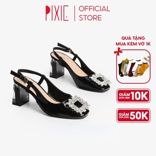 Giày Cao Gót 7cm Sling Back Gót Mica Phối Khóa H077 Pixie