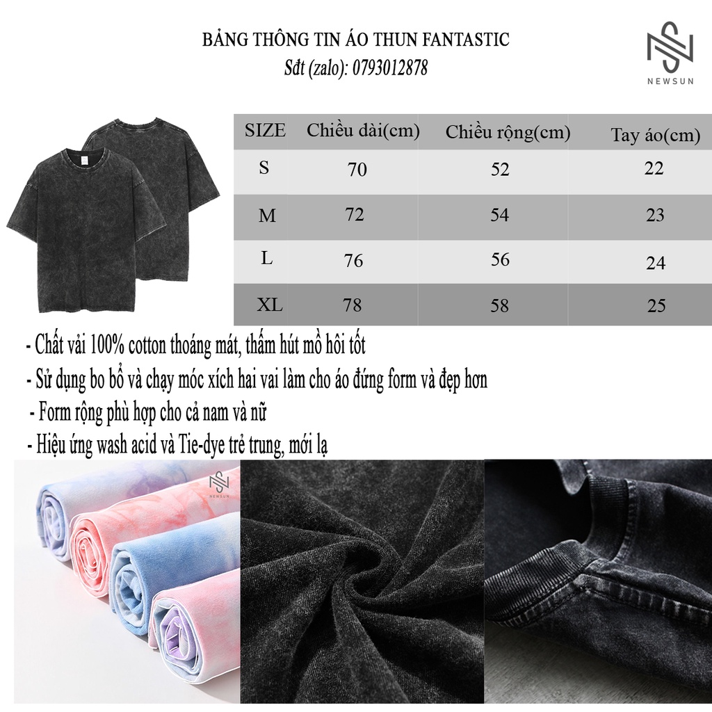 Áo thun acid wash Fantastic 100% Cotton Form rộng