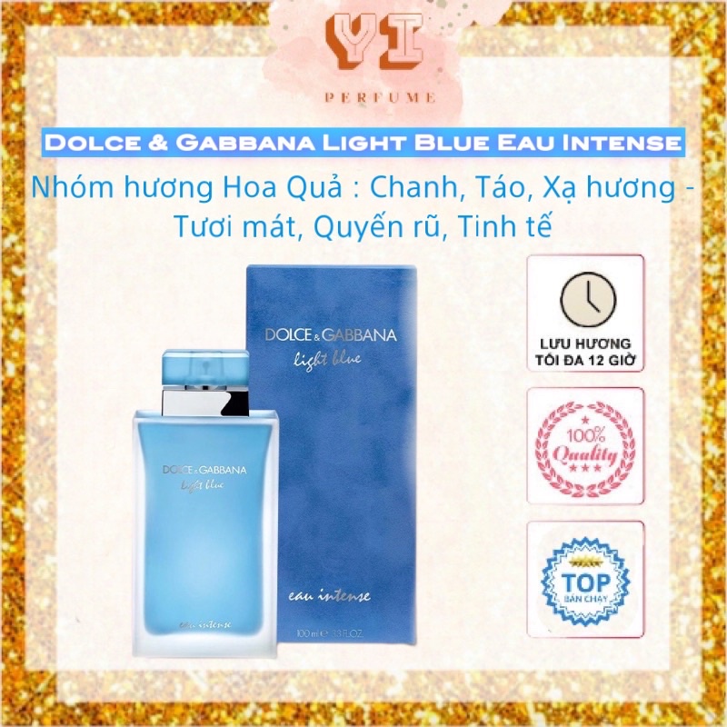 Chiết 2ml 5ml 10ml Nước Hoa Nữ D.g Light Blue Intense Pour Femme Bản nâng cấp Của Light Blue Edt
