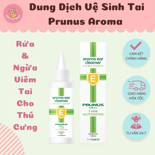 Dung Dịch Vệ Sinh Tai Cho Chó Mèo - Prunus Aroma Ear Cleanser 120ml