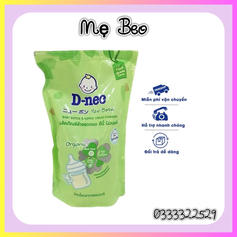 Combo 3 túi nước rửa bình sữa và rau củ Dnee 600ml date mới