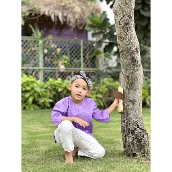 Bộ Bà Ba Bé Trai Bé Gái Màu Tím Pastel