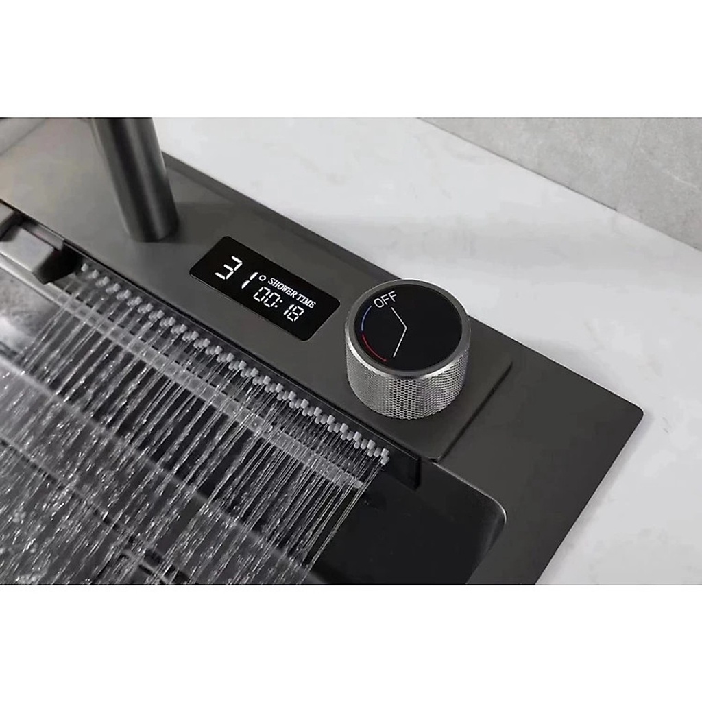 Chậu rửa bát 1 hố nano Korea có vòi rút thác nước hiển thị nhiệt độ 99 [đầy đủ phụ kiện]