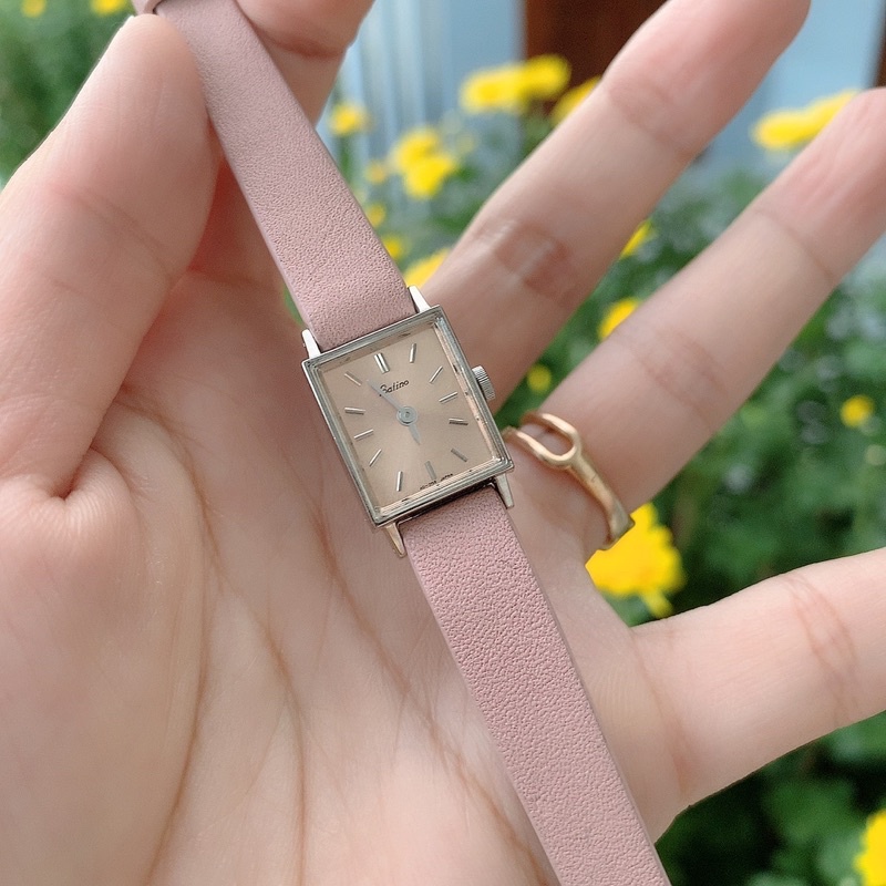 Đồng hồ si nữ hiệu Satino, mặt hồng, máy nhật