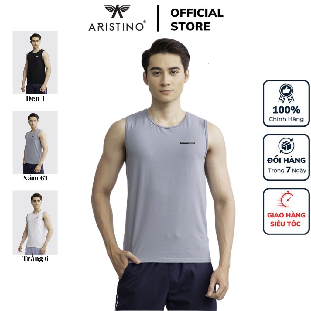 Áo thun ba 3 lỗ nam ARISTINO ATT003S3 mặc lót trong tập gym dáng tanktop sát nách vải cotton trơn màu