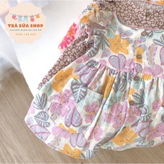 Váy xô muslin hoa nhí có túi trà sữa shop