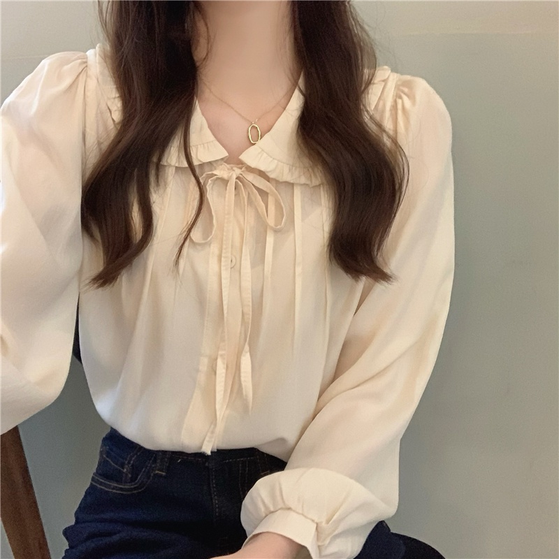 Áo Sơ Mi Kiểu Pháp, Thiết Kế Phong Cách Công Sở tay dài nhũng nhẹ phần bo tay sang chảnh