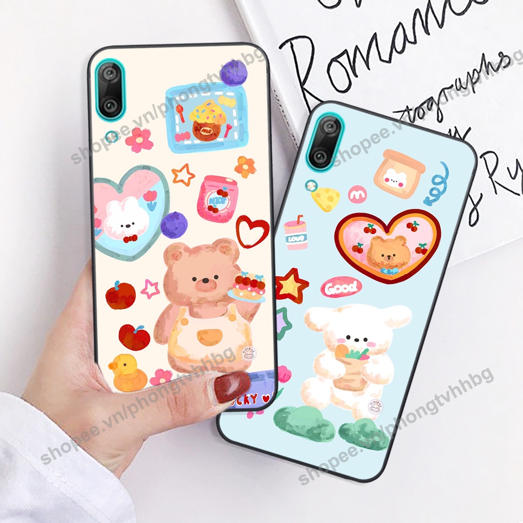 Ốp lưng Huawei Y7 Pro 2019 GẤU DÂU chi bi hoạt hình cute siêu rẻ