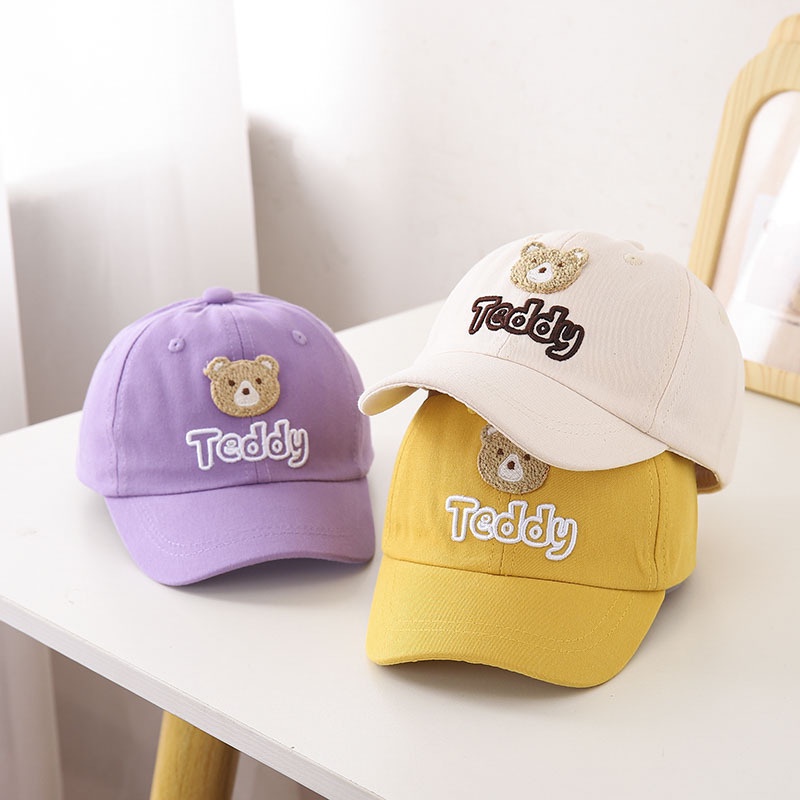 Mũ lưỡi trai cho bé trai bé gái từ 2-6 tuổi thêu họa tiết hoạt hình Gấu Teddy dễ thương