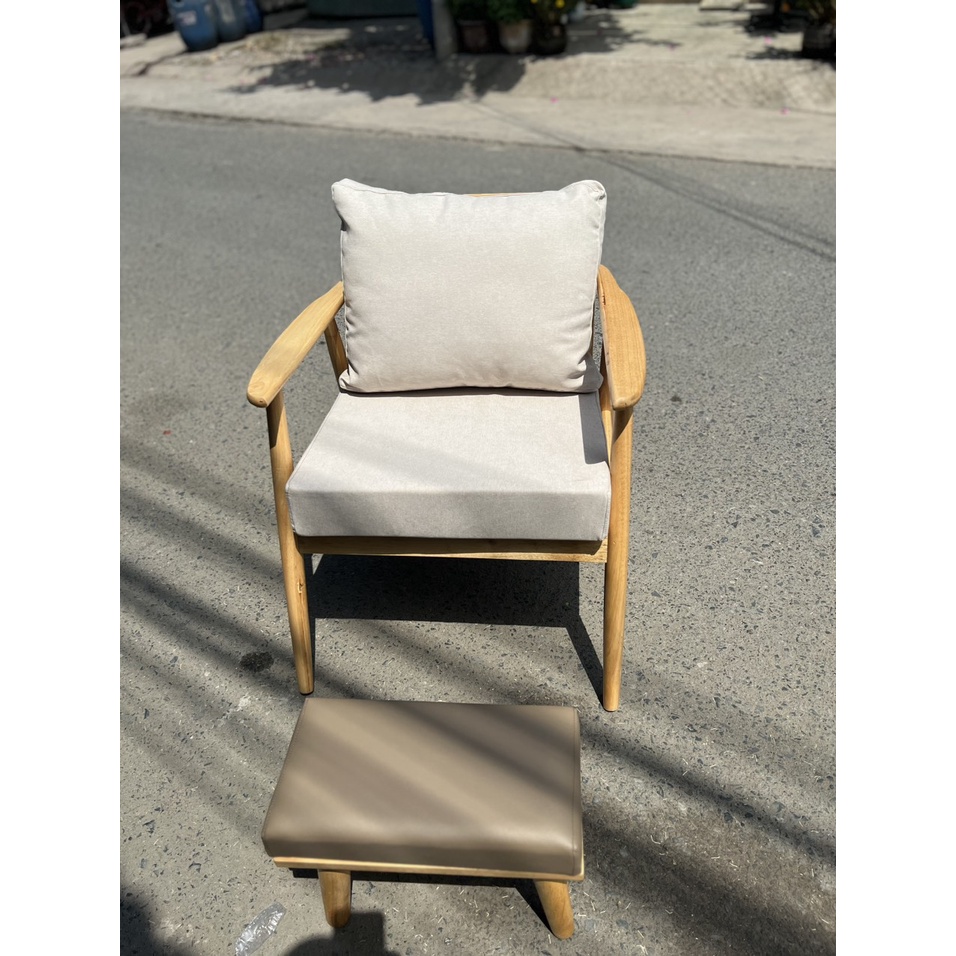 Ghế sofa tay gỗ thư giãn, sofa nail, decor phòng homestay, khách sạn