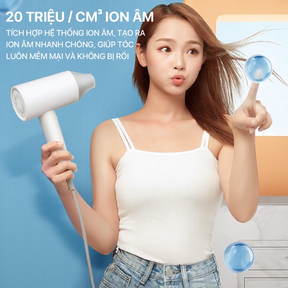 Máy sấy tóc bổ sung ion âm SHOWSEE A1 -W -công suất 1800W  / cao cấp Chống Xù Rối Khô Tóc