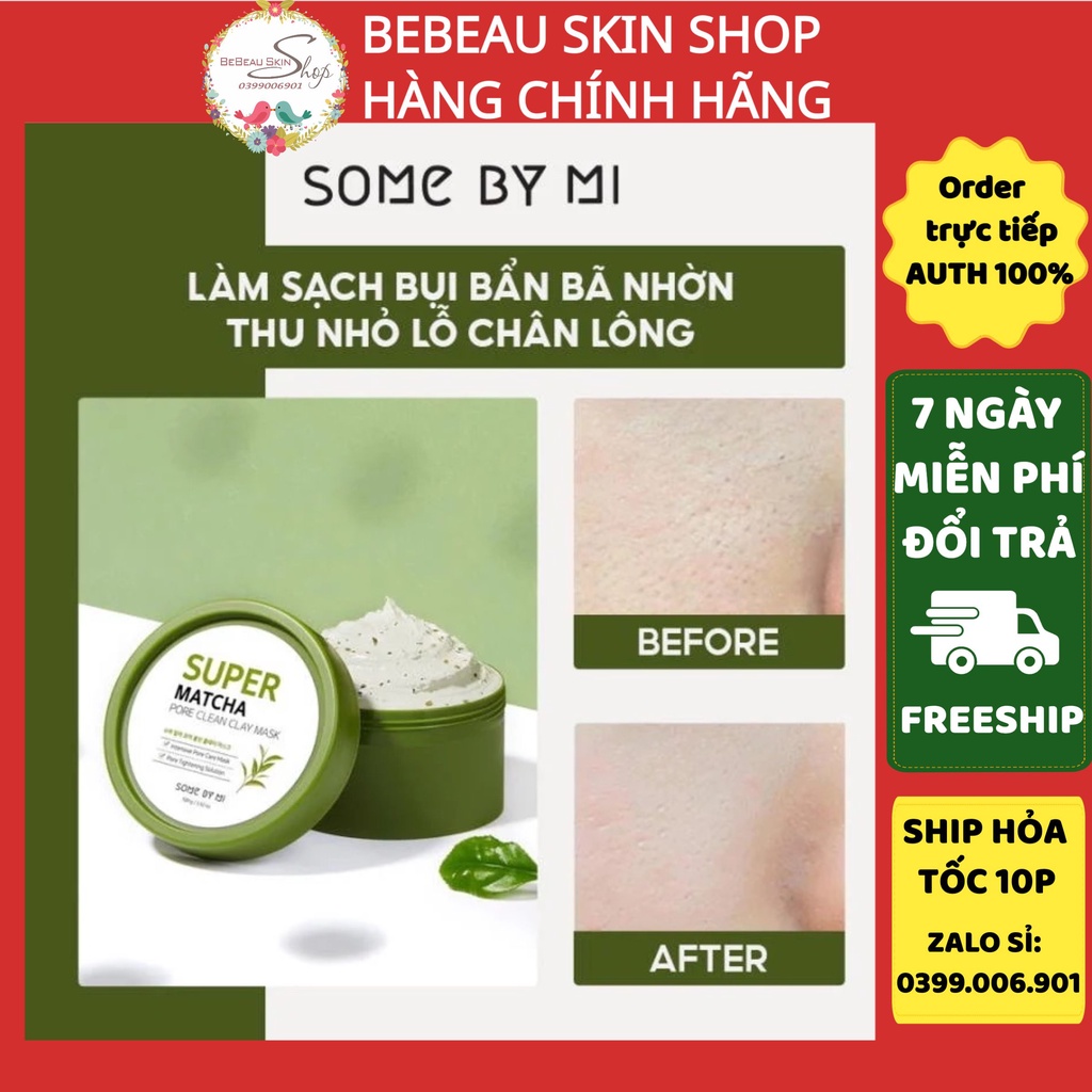 Mặt Nạ Đất Sét Some By Mi Super Matcha Pore Clean Clay Mask 100g  - Bebeau Skin Shop