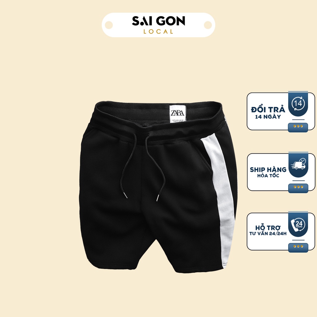 Quần Short Thun Thể Thao Nam ZARA Kẻ Sọc 2 Bên Vải Nỉ Cao Cấp Phong Cách Năng Động Street Style Q0P
