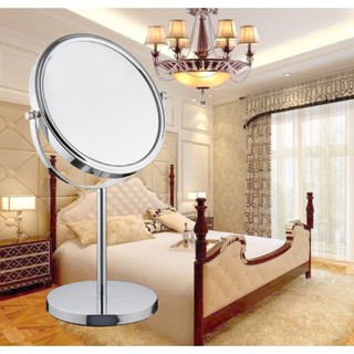 Gương để bàn, gương trang điểm 2 mặt xoay 360 độ phóng đại inox loại đẹp