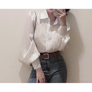 Áo sơ mi lụa CHIPXINHXK tay bồng tiểu thư