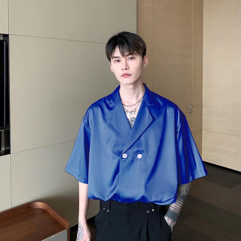Áo Sơ Mi Tay Ngắn Màu Sắc Đơn Giản Thời Trang Cho Nam