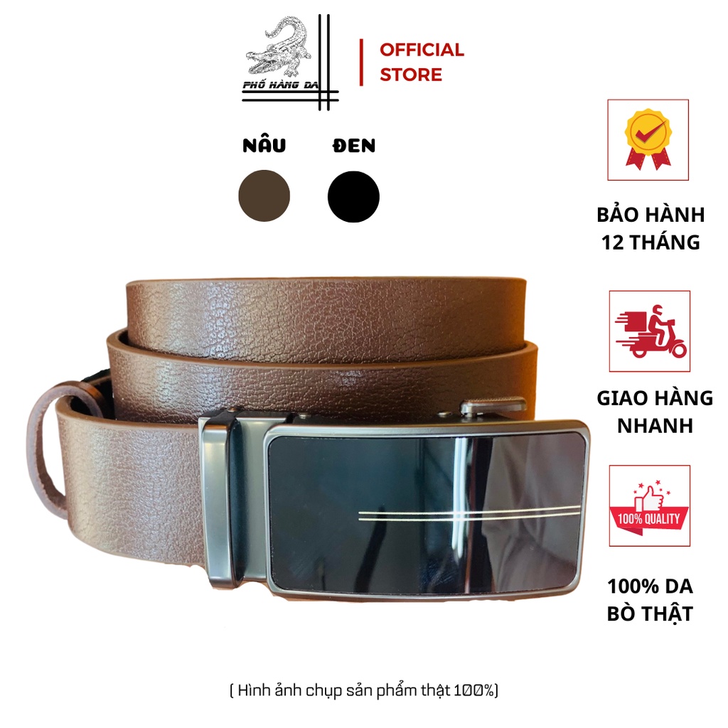 Thắt Lưng Nam Da Bò Thật Màu Đen Nâu QK-6T4 Khóa Gạt Khóa Lăn Sang Trọng Tinh Tế Nam Tính