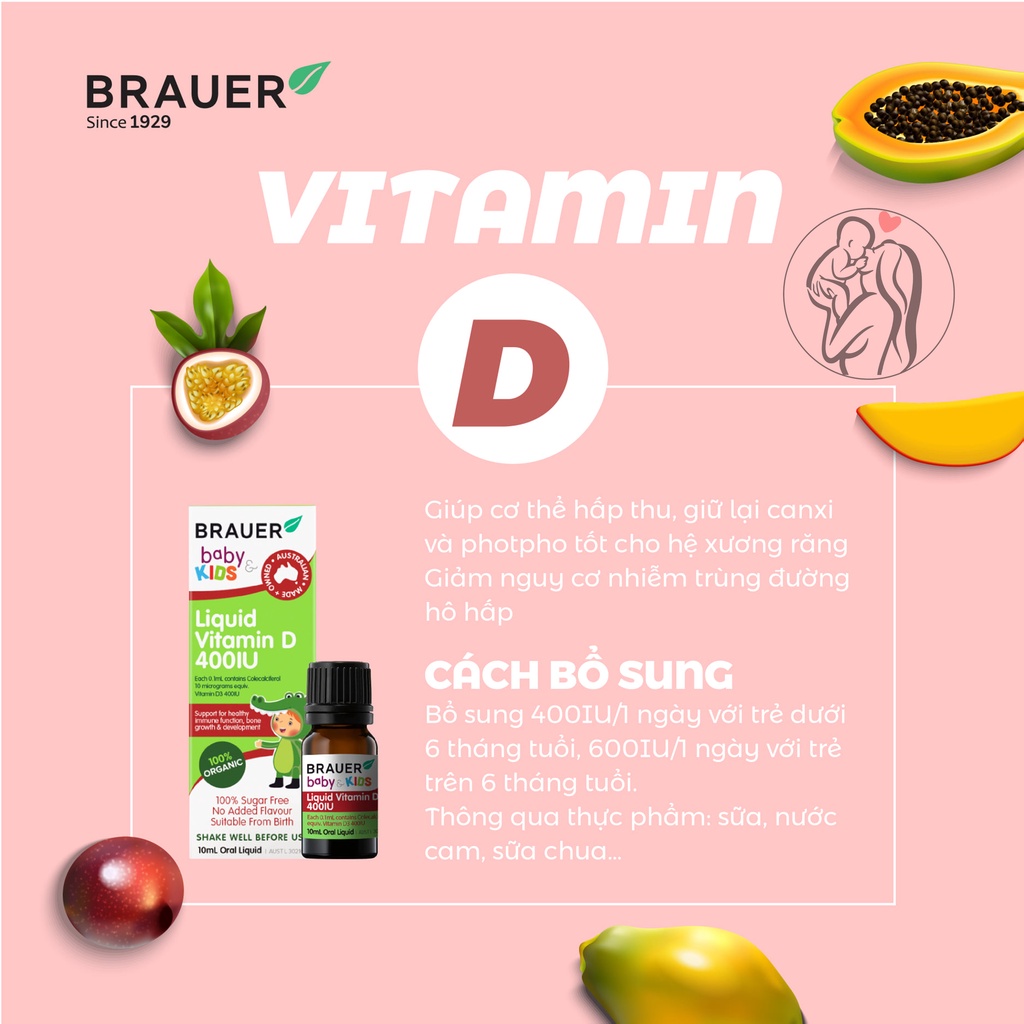 Vitamin D Braue 400IU cho trẻ từ sơ sinh 10ml