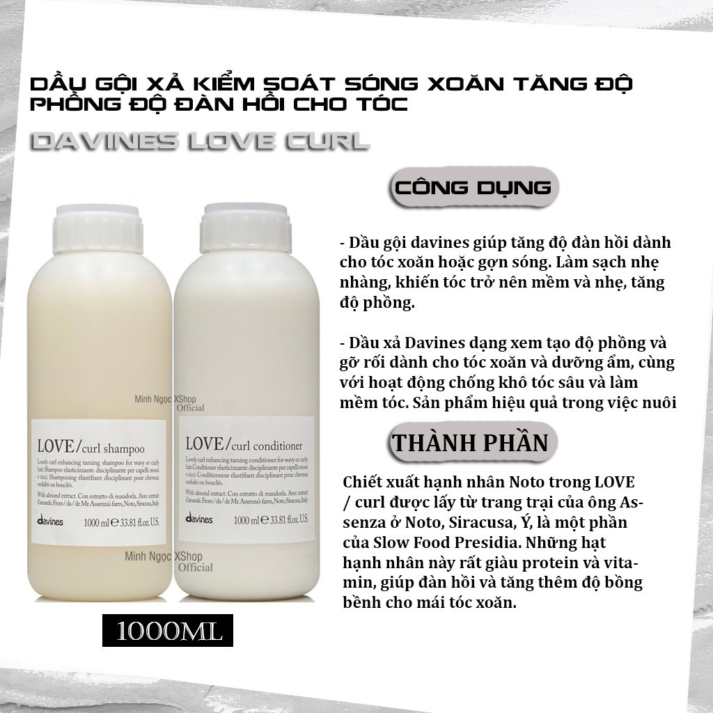 Dầu gội kiểm soát sóng xoăn Davines Love Curl Shampoo 1000ML