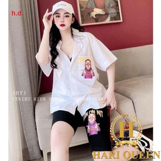 Sét bộ áo sơ mi + quần legging lửng bó Còn Cái Nịt HDA0821