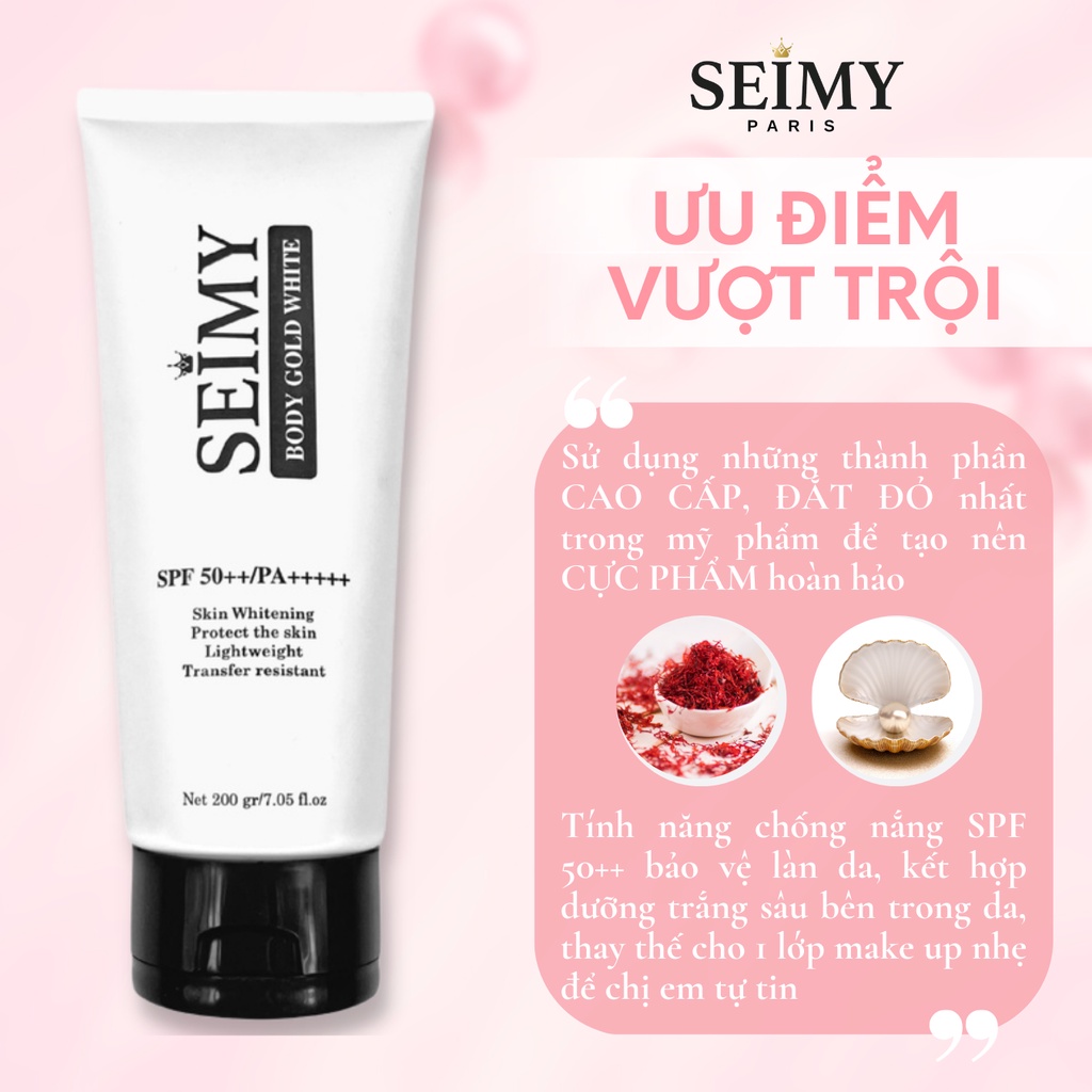 Kem Body Dưỡng trắng chống nắng Seimy - Body Gold White