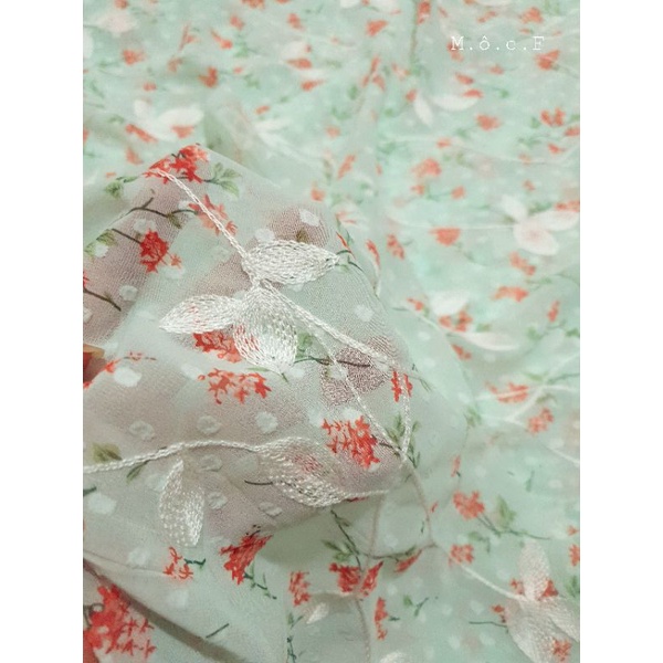 Vải voan chiffon thêu hoa