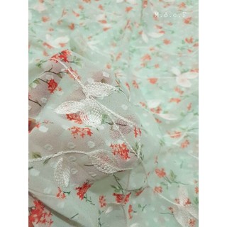 Vải voan chiffon thêu hoa