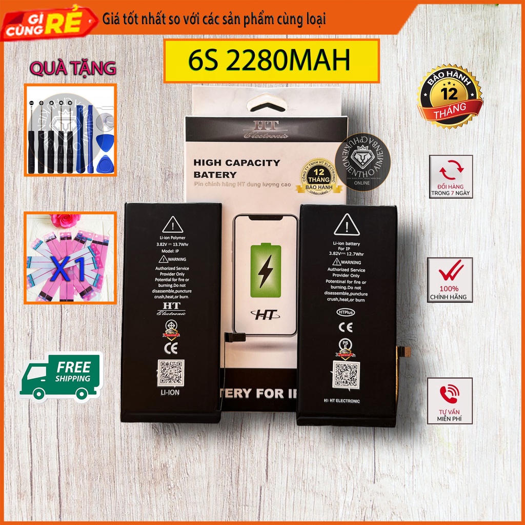 Pin Dung Lượng Cao HT Electronic bảo hành 12th - lỗi 1 đổi 1 5/6g/6p,6s/6sp,7g/7p,8g/8p/X/Xsmax) HT Electronic