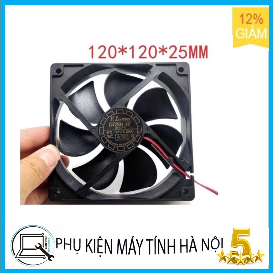 Fan làm mát 12cm 12V 0.30A jack 2pin mới